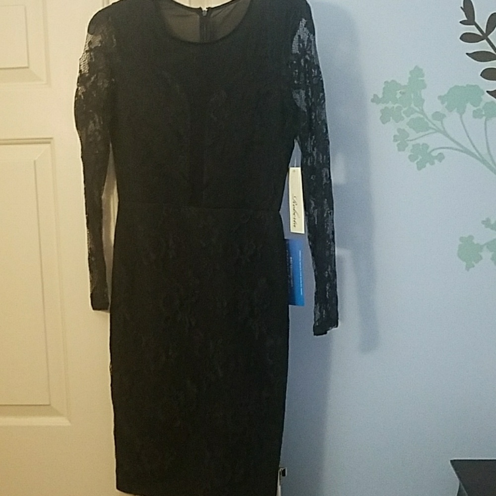 Black long sleeve lace dress